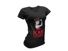 Load image into Gallery viewer, ICAN Woman "Can Do" V-Neck T-Shirt